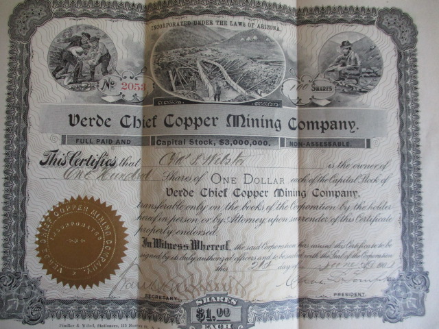 mining stock certificate