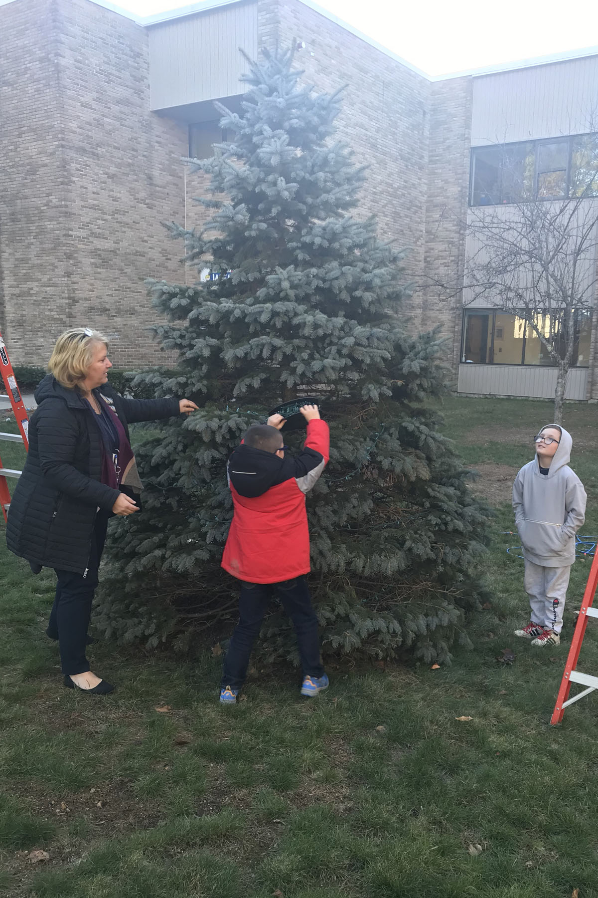 Decorating the tree at Memorial Elementary
