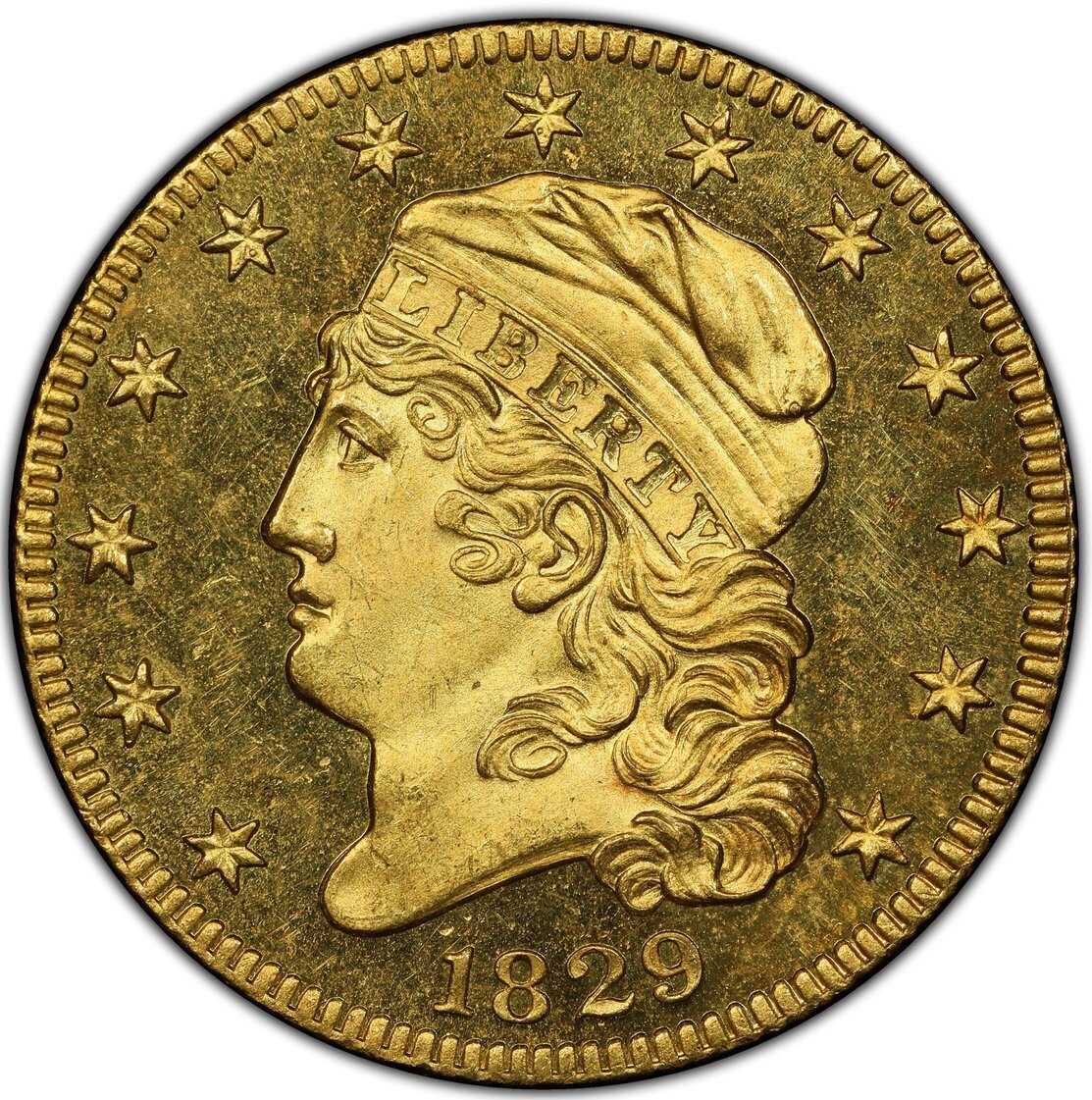1829 Capped Head Left Half Eagle $5 piece