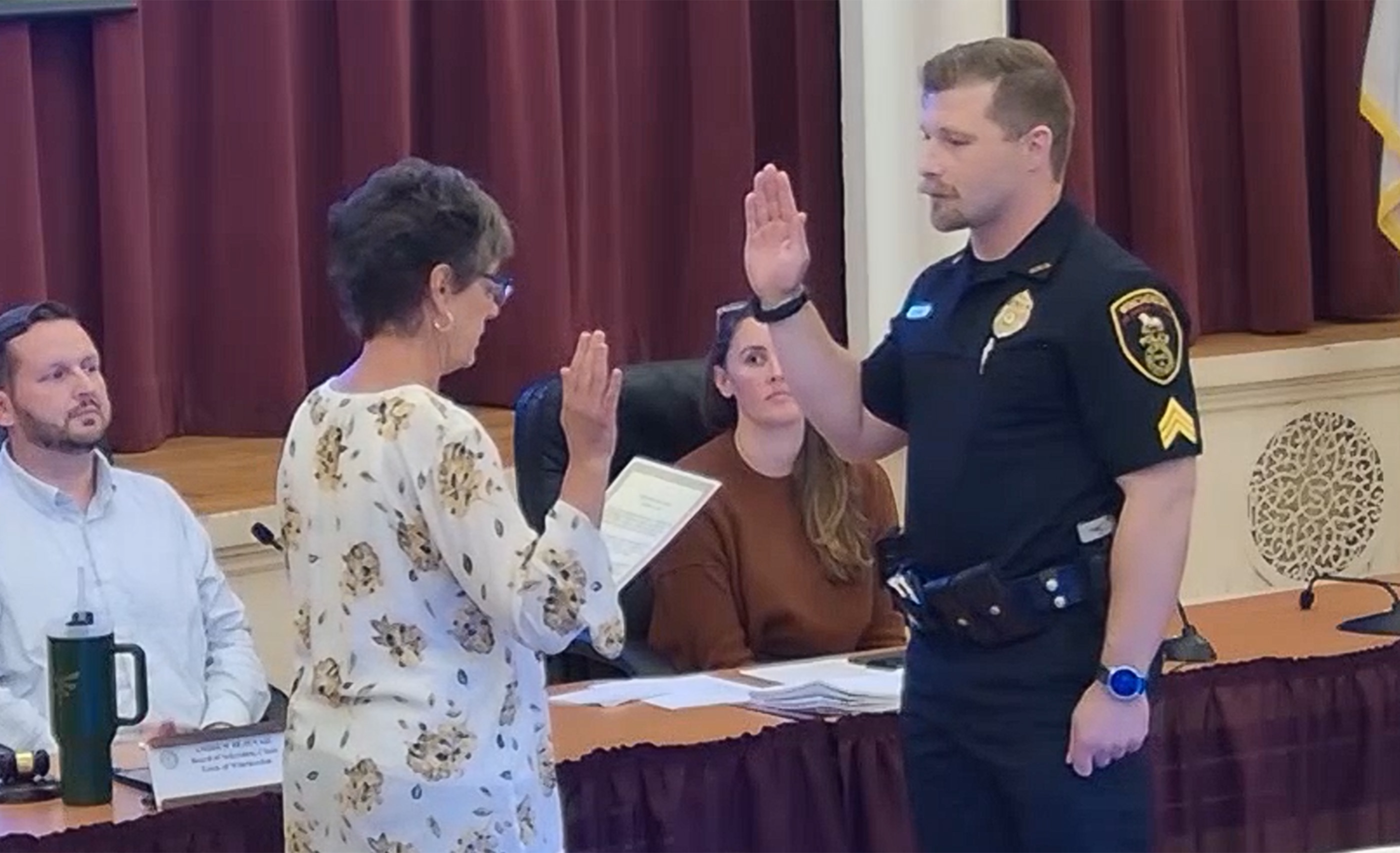 Sgt. James Mayard is sworn in