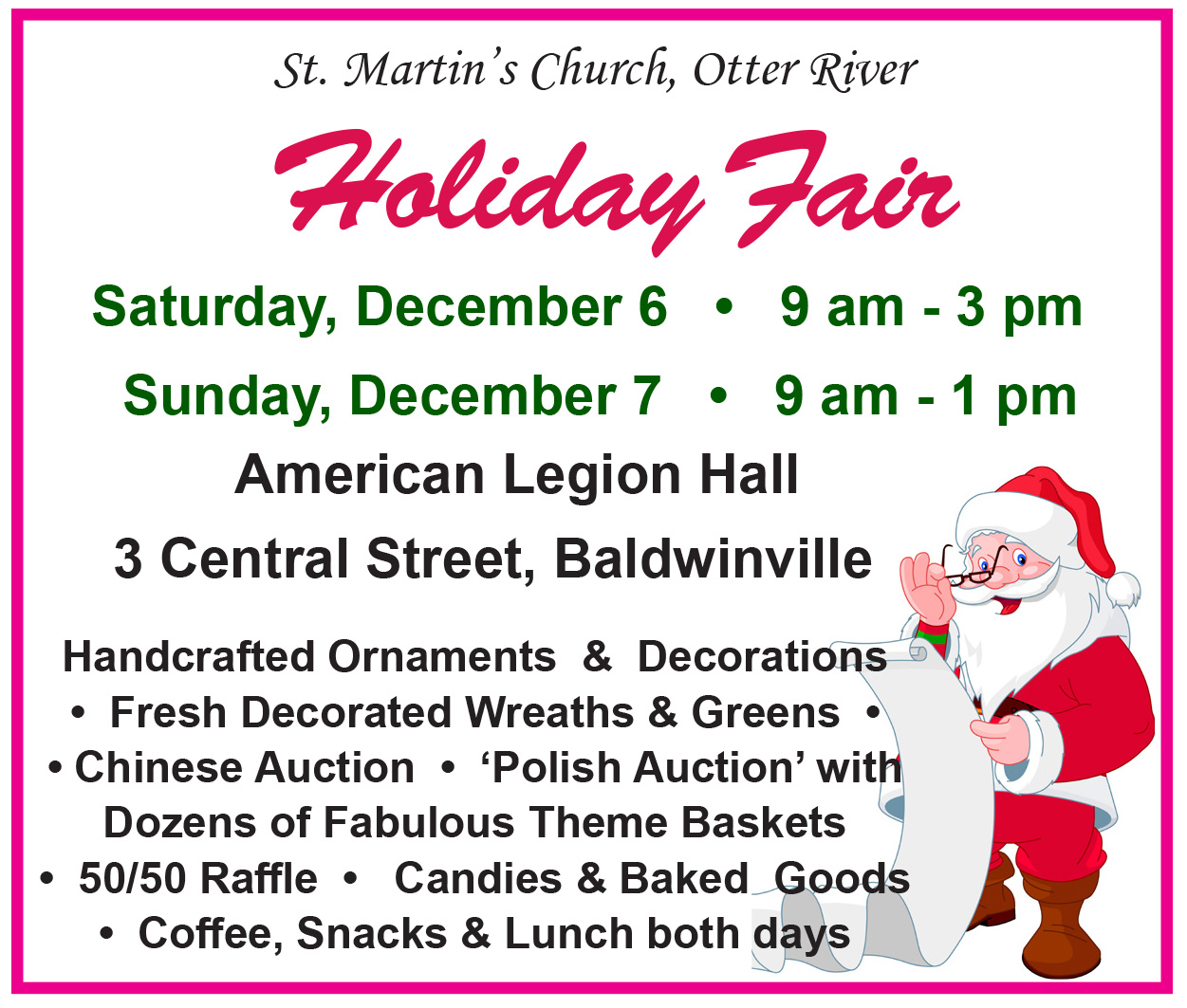 St Martins 2025 holiday fair ad